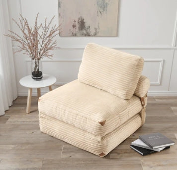 OVIOS Bean Bag Bed Folding Sofa Bed – Convertible Sleeper Chair with Pillow & Back Support