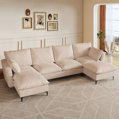 OVIOS 113.7" Modular Sectional Sofa Couch, U-Shaped Cloud Couches with Ottoman Chaise and Thick Cushions