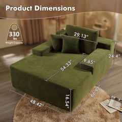 OVIOS Plush Velvet Chaise Lounge Sofa Bed - Oversized Sleeper Couch for Living Room