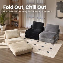 OVIOS Bean Bag Bed Folding Sofa Bed – Convertible Sleeper Chair with Pillow & Back Support