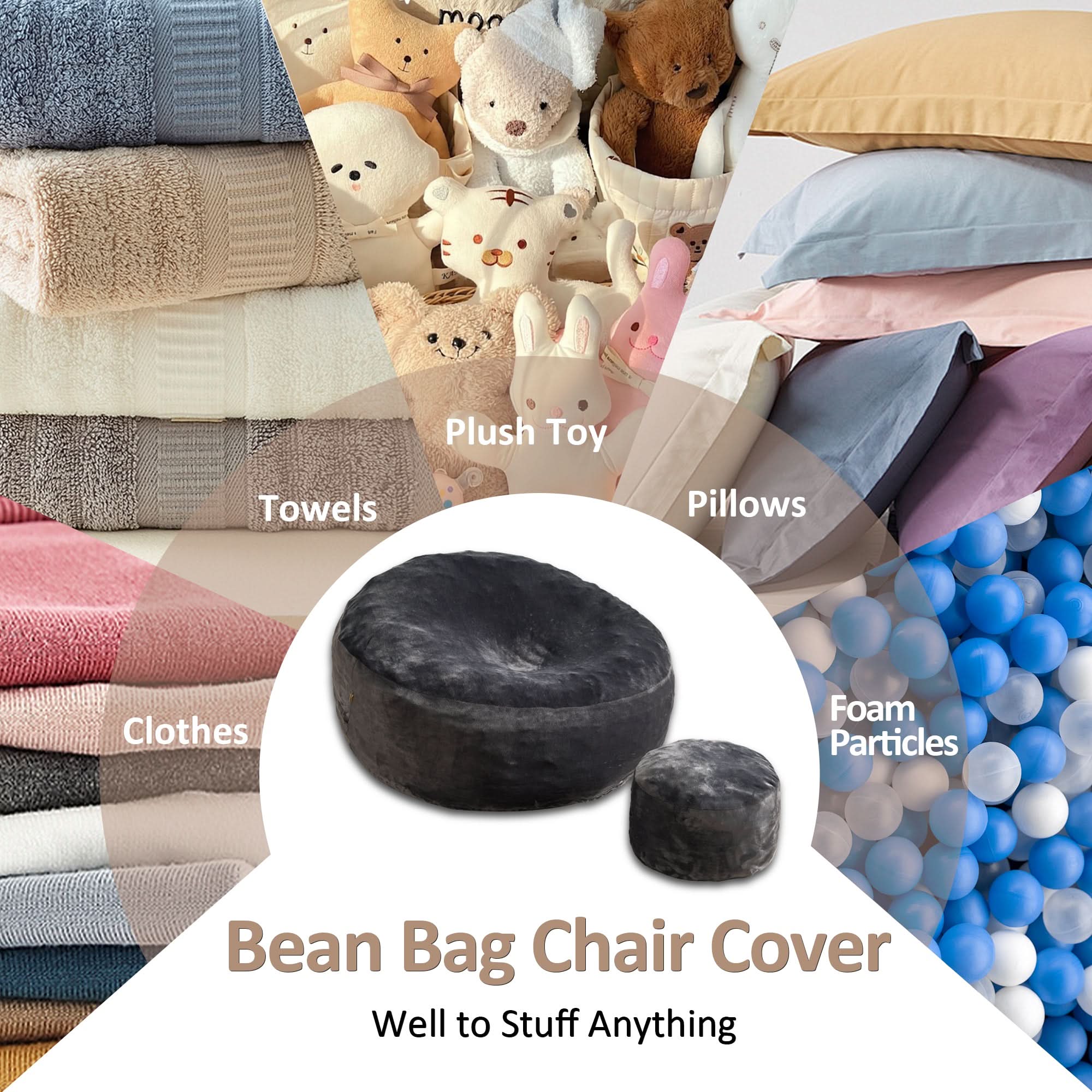 OVIOS Bean Bag Chair Removable Cover, High-Rebound Filling Cozy Furniture for Living Room, Bedroom