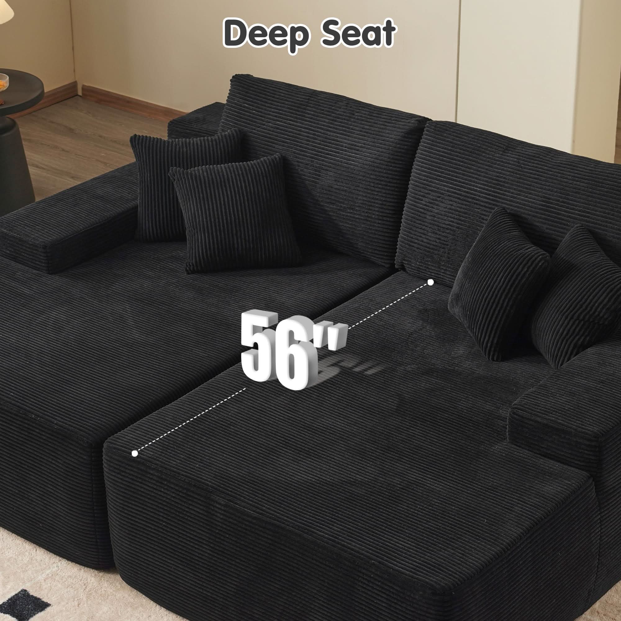 OVIOS 81" Oversized Sectional Double Lounge Chaise with Cloud Plush Sofa Bed, No Assembly Required