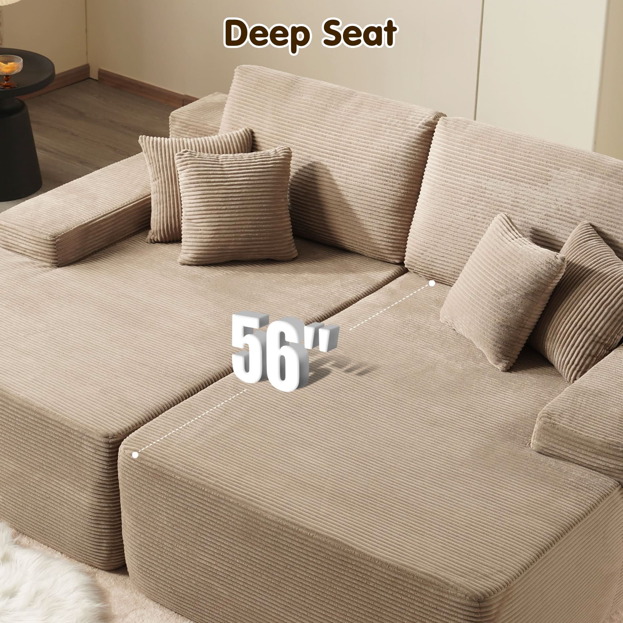 OVIOS 81" Oversized Sectional Double Lounge Chaise with Cloud Plush Sofa Bed, No Assembly Required