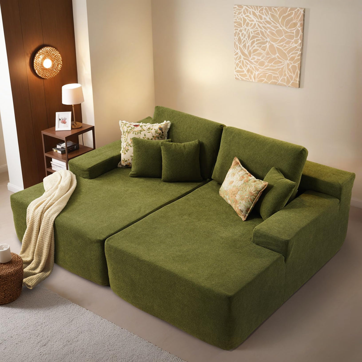 OVIOS 81" Oversized Sectional Double Lounge Chaise with Cloud Plush Sofa Bed, No Assembly Required