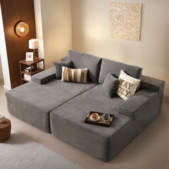 OVIOS 81" Oversized Sectional Double Lounge Chaise with Cloud Plush Sofa Bed, No Assembly Required
