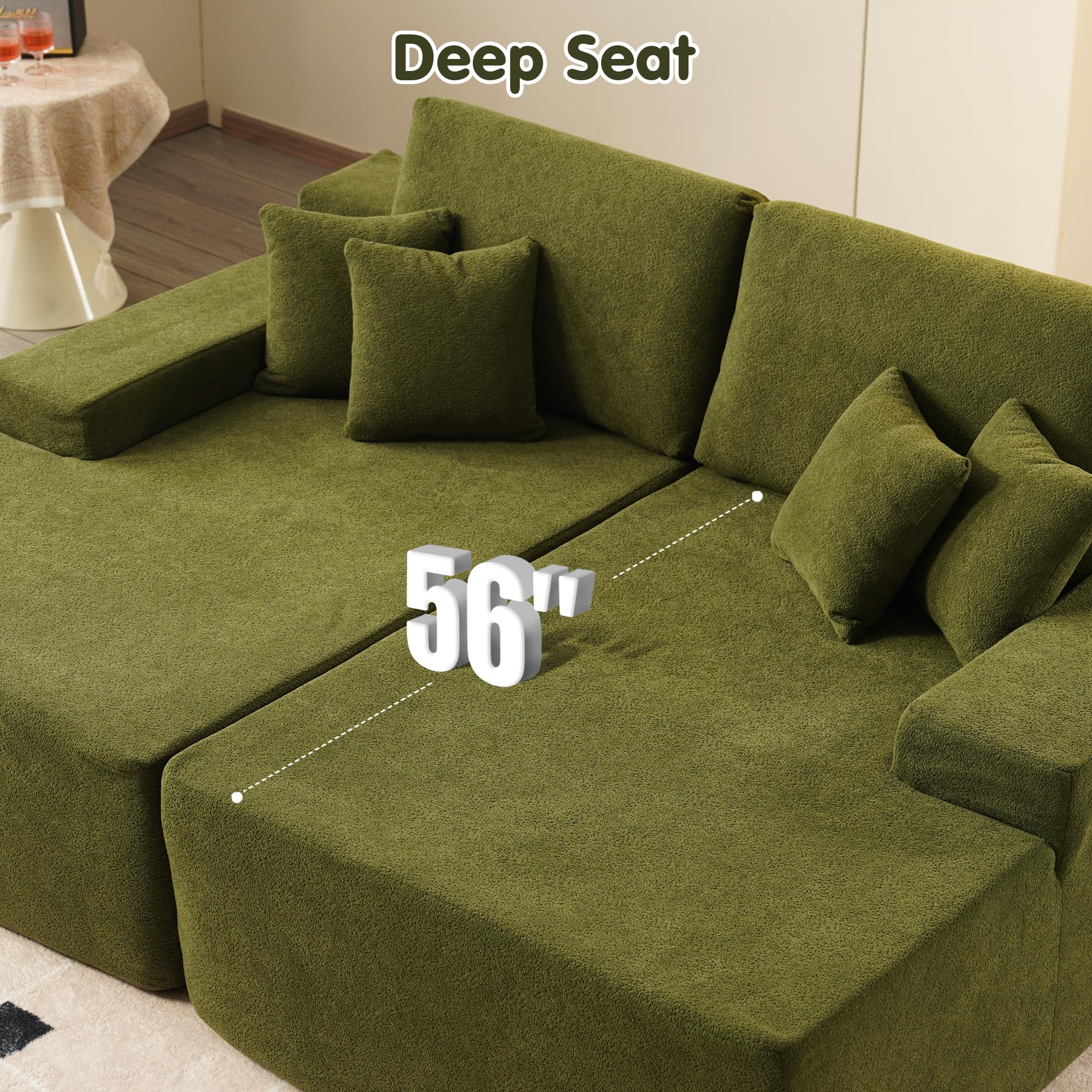 OVIOS 81" Oversized Sectional Double Lounge Chaise with Cloud Plush Sofa Bed, No Assembly Required