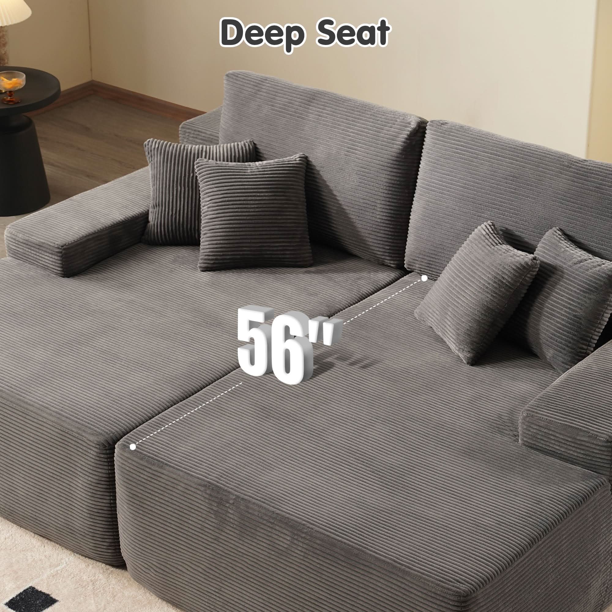 OVIOS 81" Oversized Sectional Double Lounge Chaise with Cloud Plush Sofa Bed, No Assembly Required