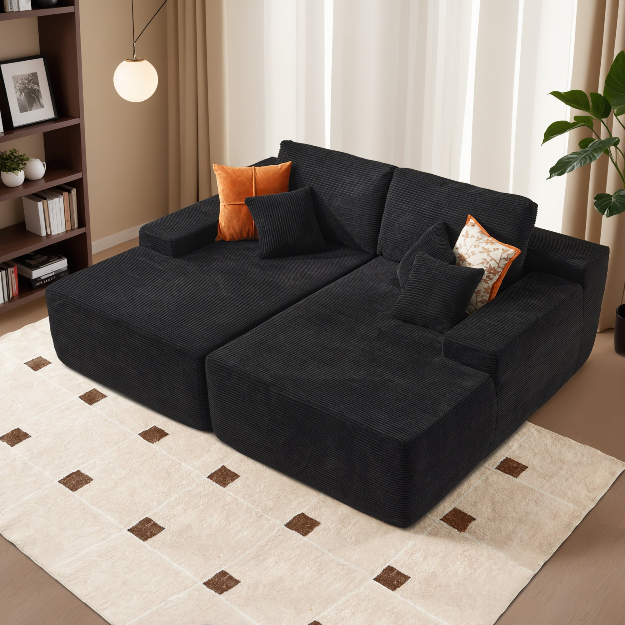 OVIOS 81" Oversized Sectional Double Lounge Chaise with Cloud Plush Sofa Bed, No Assembly Required