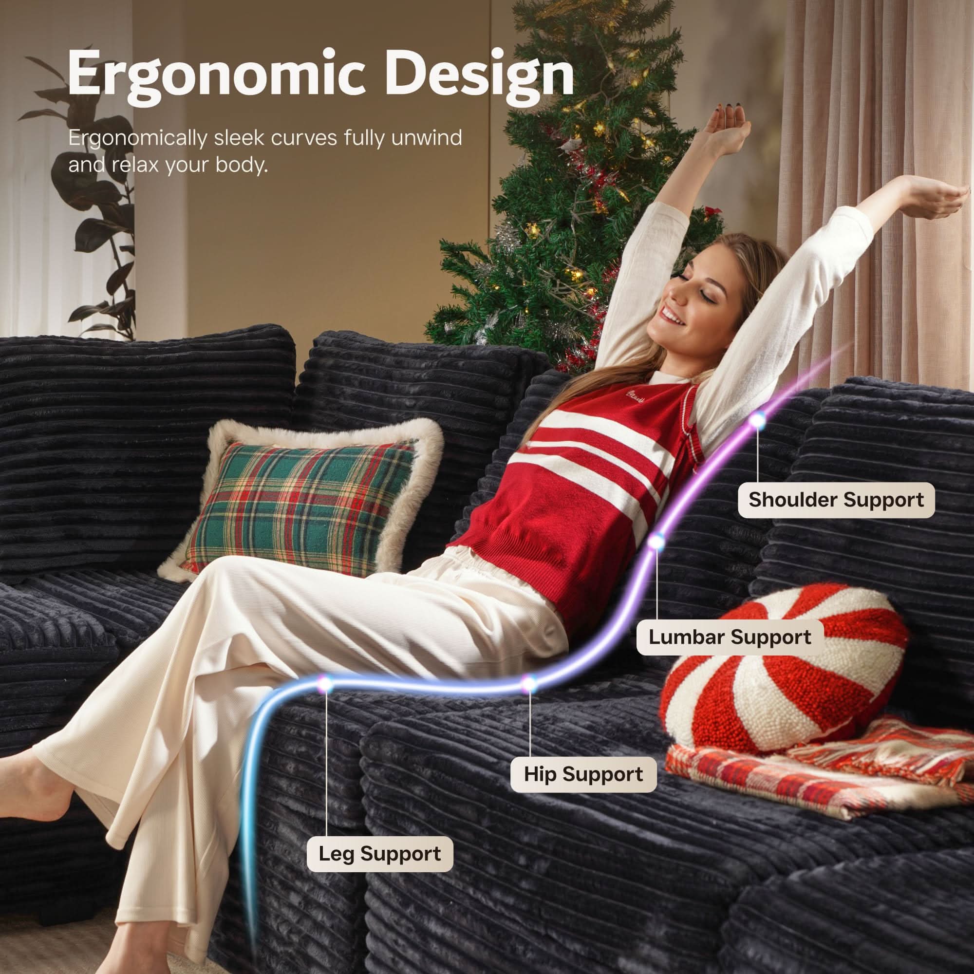 OVIOS Oversized Modular Sectional Couch, Cloud Couches for Living Room,Deep Seat Upholstered Convertible Sleeper Sofa
