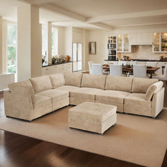 OVIOS L-shaped 130.7" Modular Sectional Sofa Couch,  Modern Deep Seat Cloud Plush Corduroy Sofas Set for Living Room