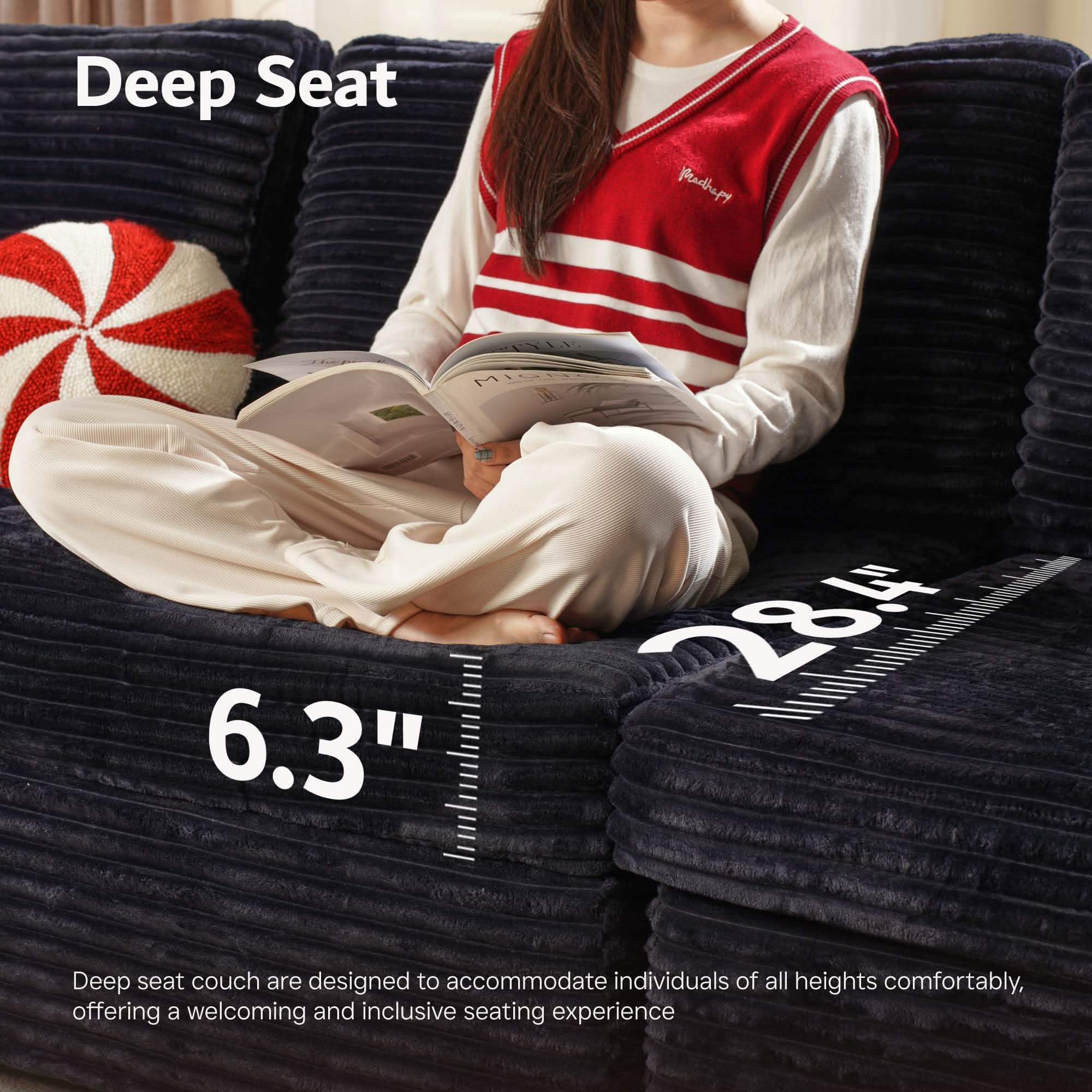 OVIOS Oversized Modular Sectional Couch, Cloud Couches for Living Room,Deep Seat Upholstered Convertible Sleeper Sofa