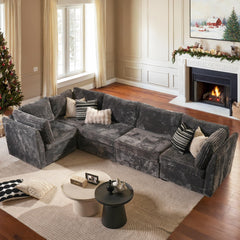 OVIOS 130.7" Modular Sectional Sofa Couch, L-Shaped Minimalist Couches with Convertible Chaise