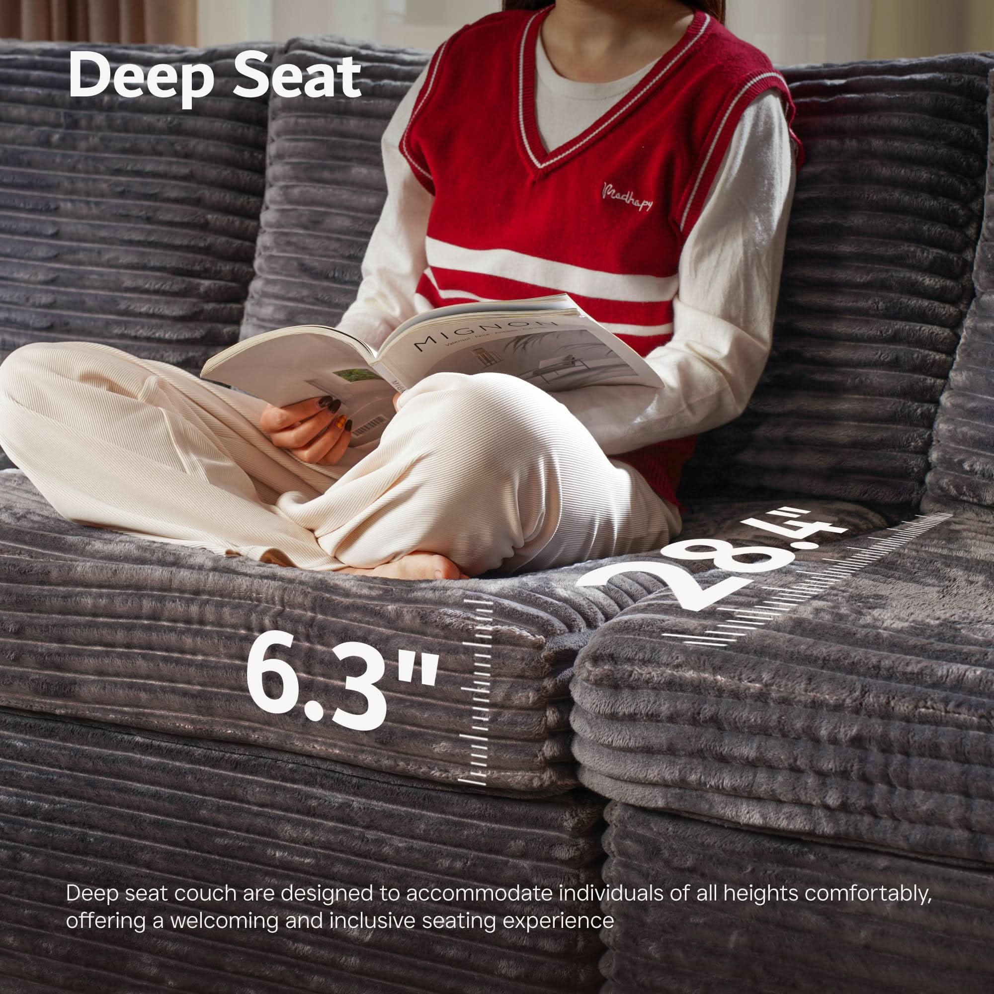 OVIOS Oversized Modular Sectional Couch, Cloud Couches for Living Room,Deep Seat Upholstered Convertible Sleeper Sofa
