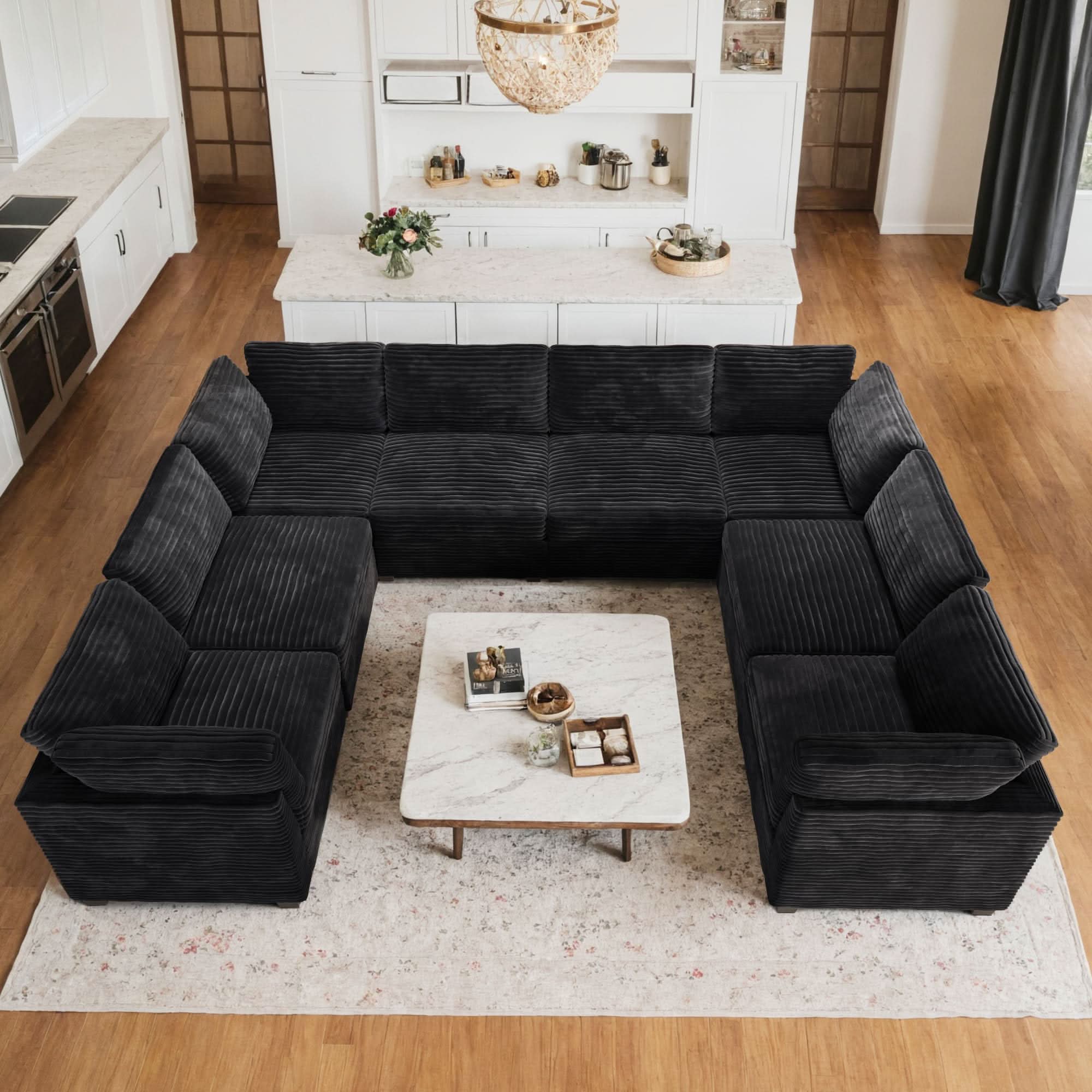OVIOS 130.7" Modular Sectional Sofa Couch, U-Shaped Minimalist Couches with 2 Oversized Chaise