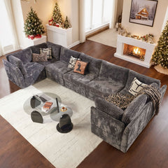 OVIOS 130.7" Modular Sectional Sofa Couch, U-Shaped Minimalist Couches with Oversized Chaise