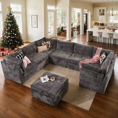 OVIOS 130.7" Modular Sectional Sofa Couch, U-Shaped Minimalist Couches with Sofa Bed Chaise