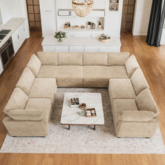 OVIOS 130.7" Modular Sectional Sofa Couch, U-Shaped Minimalist Couches with 2 Oversized Chaise