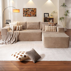 OVIOS 104" L-Shape Modular Couch with Chaise,Corduroy Fabric,No Assembly Required