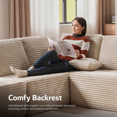OVIOS Modular Cloud Sofa Corduroy with Memory Foam, U-Shaped Chaise, No Assembly Required