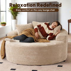 OVIOS 59" O-Shape Modular Couch, Plush Corduroy Fabric, No Assembly Required